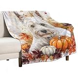 velumair Cute Westie Terrier Dog Bed Blanket Warm Plush Lightweight Soft Flannel Fall Dog Throw Blanket for Living Rooms Sofa Bedroom Decor 50"x60"