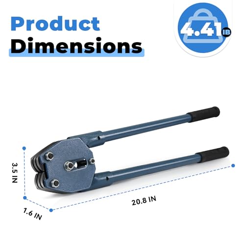 Image of Strapping Sealer /Crimper for 1 /2 inch-3 /4 inch Polypropylene (PP) Polyester Strapping Band Manual Banding Tool with 20.5 inch Extended Handle (Blue)