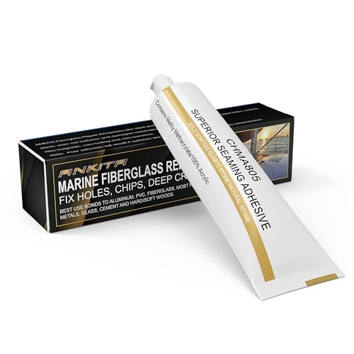 Ankita Marine Fiberglass Repair Kit for Boats - Gel Coat Repair Kit for Boats - Epoxy Filler for Fiberglass Boats Fix Holes, Chips, Deep Cracks, Chip Fix - White