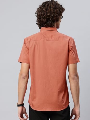 Image of Majestic Man Slim Fit Pure Cotton Half Sleeve Solid Casual Shirt