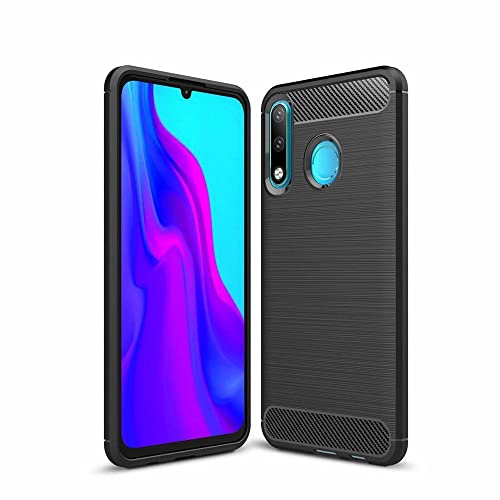 LFstore-IT COVER CARBON LOOK compatibile con HUAWEI P30 LITE - CUSTODIA SILICONE NERO