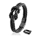 Produktbild SERASAR Damen Armband Leder Schwarz 20cm - Frauen Echt Schmuck Schachtel Knoten Armkette Freundin Schwester Mädchen Partner Geschenke Pärchen Paar Mama Geschenkidee für Sie