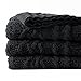 Battilo Black Throw Blanket for Couch, Cable Knit Blanket for Bed,Chair, Home Decor, Soft Cozy Woven Chenille Throw Blanket, Decorative Boho Throw Blanket, 51