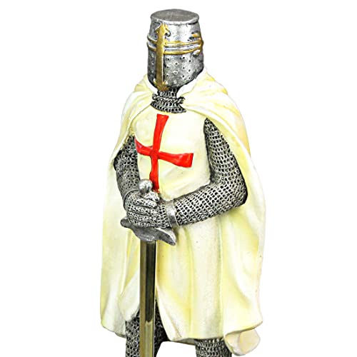 Estatua de Caballero Templario Medieval en Resina Pintada 10 Pulgadas miniatura 7