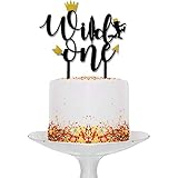 Wild One Birthday Decorations I Wild One Cake Topper I Black and Gold Glitter Acrylic Monogram Birthday Cake Topper I Where The Wild Things Are Party Supplies I Baby Shower Supplies