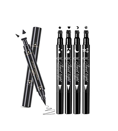 Meifen 6 Pack Winged Stamp Liquid Eyeliner , Waterproof Black Eyeliner Pen Long Lasting Double Ended Eyes Makeup