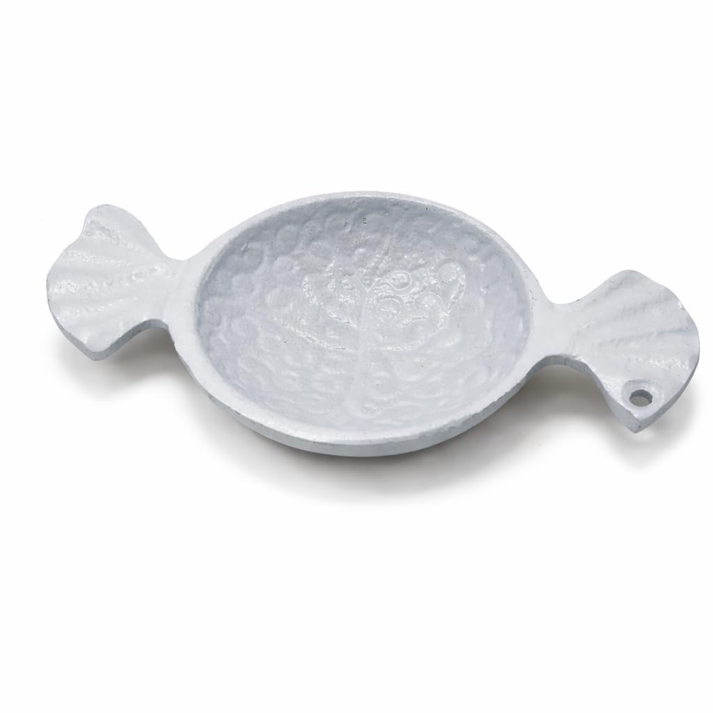 Toffee Shape Aluminium Serving Bowl | Matte White Decorative Mini Plate | Dry Fruit, Snack & Pooja Use | Modern Tabletop & Entryway Decor | 17 x 10 x 2 cm-image-8