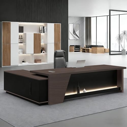 ZRBDDEF Escritorio Moderno con Almacenamiento, Escritorio de Oficina en Forma de L, Mesa de Trabajo Grande para Oficina, Mostrador de Recepción, Estación de Trabajo