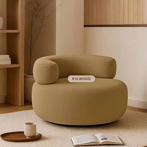 Image of Modern Round Accent Chair, Teal Bookley Fabric, High Density Foam Cushion, Pinewood Frame, Contemporary Style for Living Room Bedroom Office, 36 inchx36 inchx24 (Mustard Yellow)