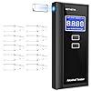 MASLIKE Etilometro Portatile Certificato, Alcol Test con Display LCD Digitale Blu, 10 Bocchini e Borsa a Mano, Etilometro Professionale per L'uso a Casa o alle Feste