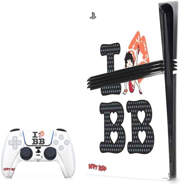 Skinit Decal Gaming Skin Compatible with PS5 Pro Bundle - Officially Licensed Betty Boop I Love BB Design