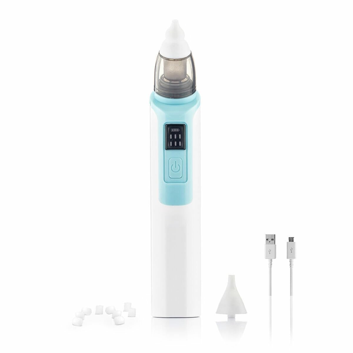 Aspiratore nasale elettrico con 2 bocchette nasali in silicone - Aspiratore nasale elettrico per neonati - Pulitore nasale per neonati - Ricaricabile a 6 velocità di aspirazione