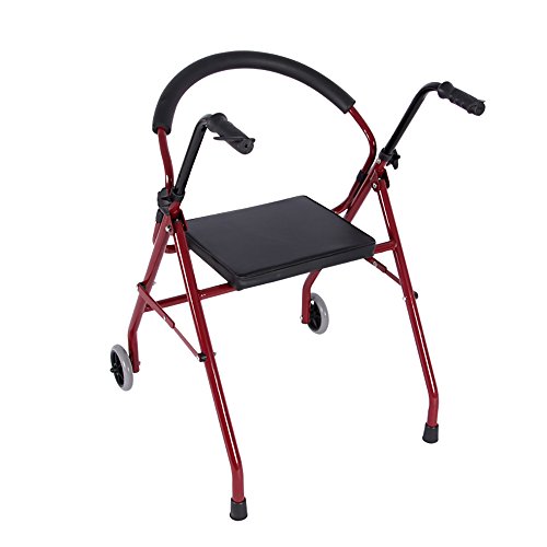 Home-Canes III- Walker Aid Stand-up Rack/Lower Limb Walker/Four-legged Crutches Walking Frame Aluminum Alloy Walker Push Walker Adjustable Height Foldable Seat