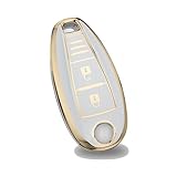 KUNIO Car Key Fob Cover Case Fit for Suzuki Swift Ignis Grand Vitara Scorss Kizashi Baleno Samurai Key Protective Cover Keychain TPU Key Holder Car Accessory 3 Buttons A White