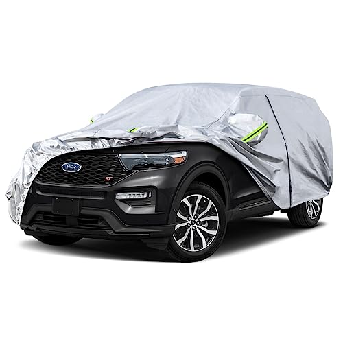 Image of Koukou SUV Car Cover Custom Fit Ford Explorer from 1995 to 2024,Waterproof Car Cover All Weather for Automobiles Outdoor Indoor with Zipper Door, Sun Rain Dust Snow Protection.