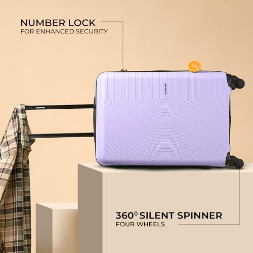 Image of Stony Brook by Nasher Miles Crescent Hard-Sided Polypropylene Check-in Luggage Pastel Purple 24 Inch |65Cm Trolley Bag - Spinner Wheels