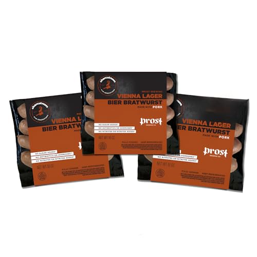 Charcutnuvo Prost Vienna Lager Bier Bratwurst - 10oz Beer-Infused Bratwurst - 3-Pack