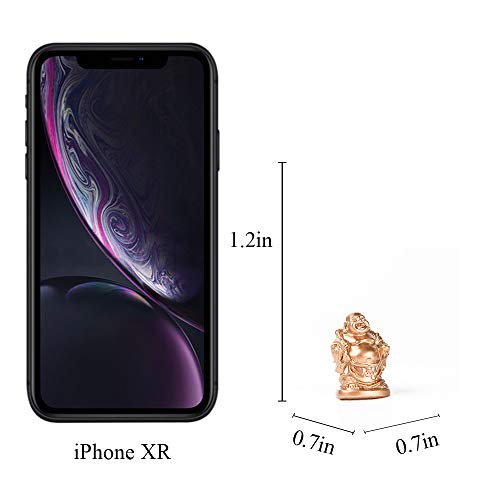 Brabud 1'' Gold Laughing Buddha Figurines Collection Gift Home Office Desk Decor Flower Pot Statue Decoration Set Of 6 (Mini Gold) #TOP2