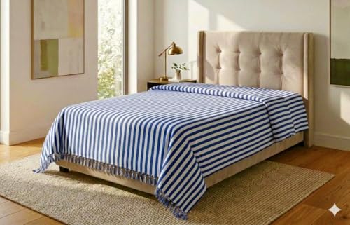 Image of Khadi Handloom Handmade 210TC Single Bed Sheet Cotton 7.5X5 feet Superfine Premium Cotton bedsheet Single Bed Single Pack