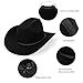 Eohak Womens Western Cowboy Hats Studded Pinched Western Cowgirl Hats Wide Brim Fedoras Hat with Belt Buckle (Size:Medium)