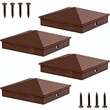 Azdele 8' x 8' Heavy Duty Aluminum Pyramid Post Caps Cover for True 8' x 8' Wood Post or True 7.5' x 7.5' Wood Post(with Spacer Liner), with Matte Finish Powder Coated Surface, Fence of Decks Brown