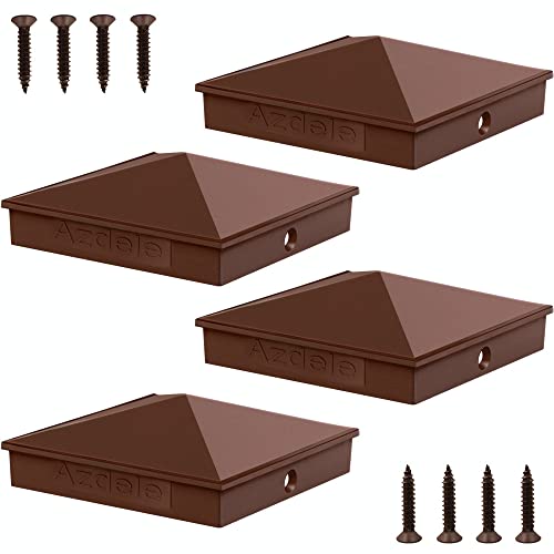 Azdele 6x6 Aluminium Pyramid Post Cap (Matte Brown) - 4Pack