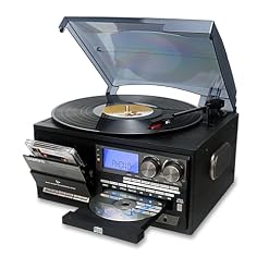 LoopTone Vinyl Record Player 10 in 1 3 Speed Bluetooth Vintage Turntable CD Cassette Player AM/FM Radio USB Recorder Aux-in RCA Line-Out (Black-Grey) - Les Beatles, Paul McCartney, John Lennon, RIngo Starr, George Harrison