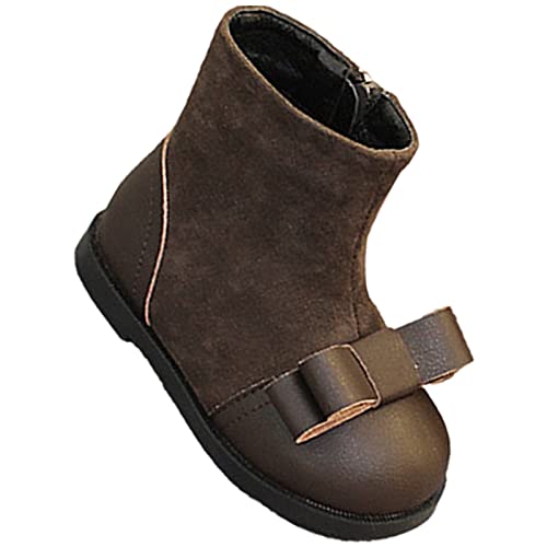 rismart Toddler Girl Ankle Boot Round Toe Little Kid Tie Bow Suede Bootie2