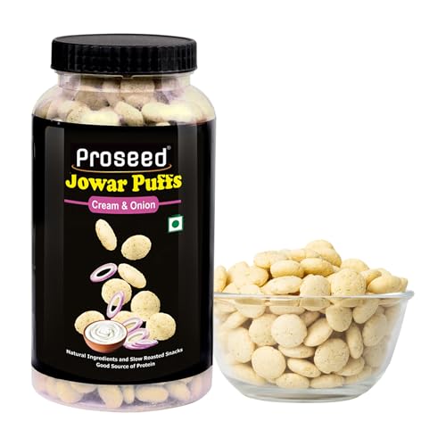 Image of Proseed Jowar Puffs (Cream Onion) | 150g x 1 Pack | Slow Roasted & 100% Veg | No Refined Flour, Sugar & Trans-Fat | Gluten Free | No Palm Oil | Healthy Travel Friendly Millet Snacks