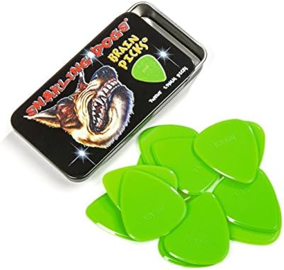 D'Andrea Snarling Dog Brain Nylon Guitar Picks 12 Pack with Tin Box (Green, 0.53mm)