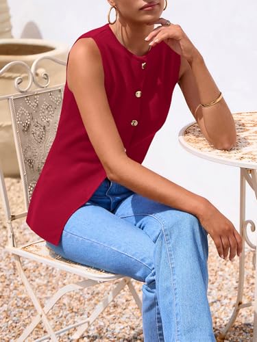 Image of PRETTYGARDEN Women's Sweater Vest Button Down Summer Tank Tops 2026 Sleeveless Knit Vests Fashion Business Casual Outfits