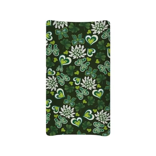 Image of Butterfly Green Heart Cute Changing Table Cover for Boys Girls Diaper Changing Table Cover Soft Washable Stretchy Changing Mat Sheet Cover