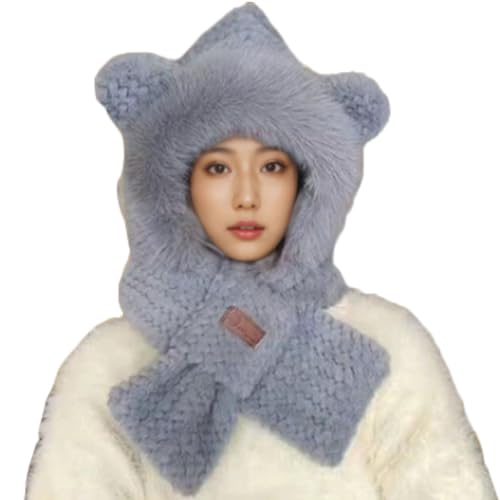 2-in-1 Hat Scarf Integrated Ear Protection Windproof Hat Scarf Winter Warm Plush Hat Scarf2