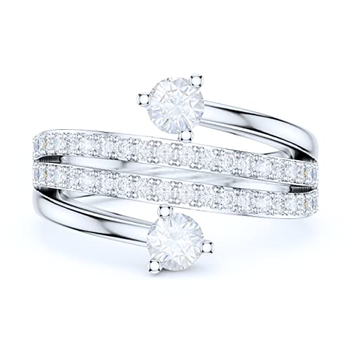 13mm Wide Sterling Silver Split Quadruplex Row Simulated Round Brilliant Cut Diamond or Moissanites Wedding Ring2