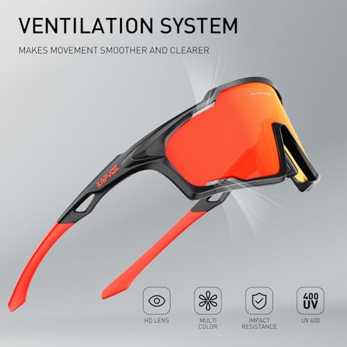 KAPVOE Cycling Glasses, PC Lens, Ventilation System, TR90 Frame, UV400 Protection, Men Women Sports Cycling Running MTB Driving Baseball Golf Sunglasses 04 — view 4