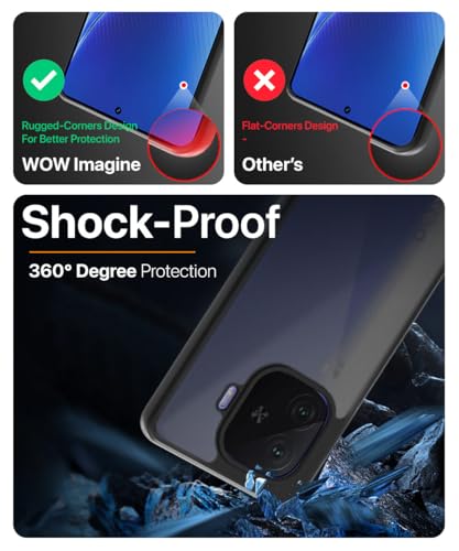 Image of WOW IMAGINE Translucent Hybrid Back Case Cover for iQOO Neo 10R 5G Smoked Matte Back | Shock Proof 360 Degree Protection | Protective Hard Case - Matte Black