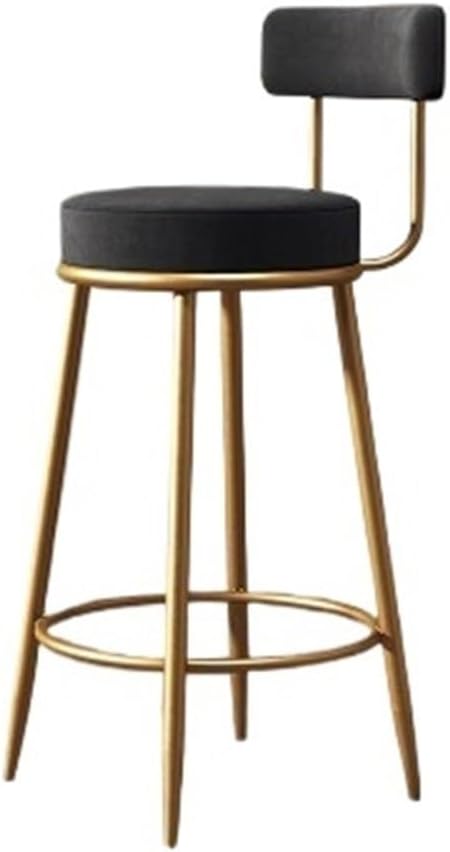 Bar Chairs Bar Counter Chair Wrought Iron Minimalist Bar Home with Backrest High Chair Black Kitchen Bar stools(Small)