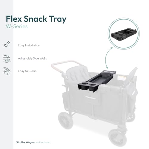 Image of WONDERFOLD Flex Snack Tray for W4 Stroller Wagon with Convertible Cup Holders & Adjustable Sidewalls to Maximize Space, Easy to Install, Easy to Clean