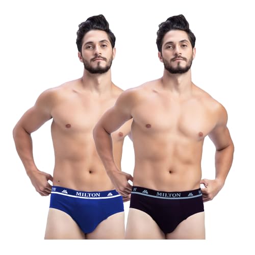 Image of Milton Mens Pure Cotton Solid Briefs|Soft Breathable Underwear for Men|Outer Elastic Comfort Fit Waistband|Skin-Friendly Essentials|Multi-Color, Color Name May Vary as per Availability|Pack of 2