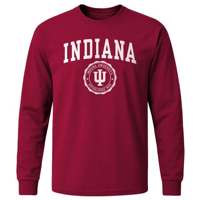 Barnesmith IU Indiana University Hoosiers Long Sleeve Adult Unisex T-Shirt Heritage Cardinal XX-Large