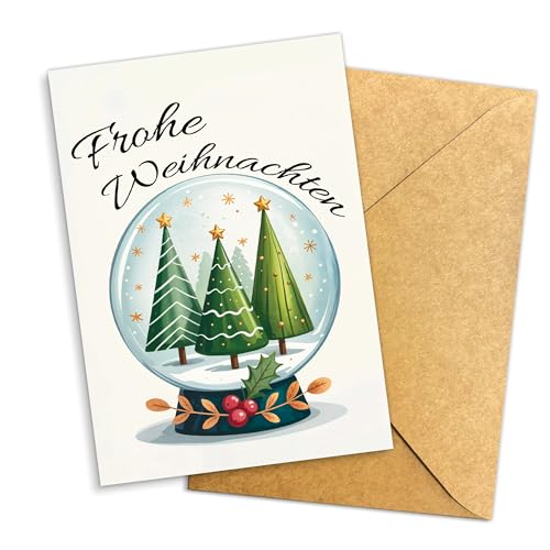 (5.3 x 8�C���`) Frohe Weihnachten �O���[�e�B���O�J�[�h �N���X�}�X�c���[�X�m�[�h�[���C���X�g�t�� �h�C�c�̃z���f�[�J�[�h �~�̐X �F�l�A�Ƒ��A���������̂��j���N���X�}�X���[�� (�N���X�}�X19)