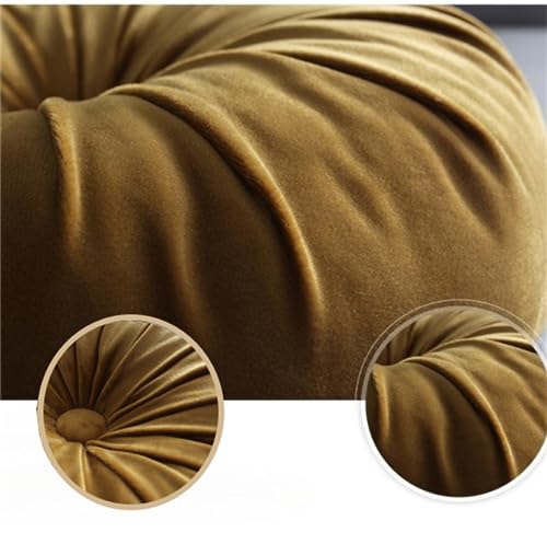 Rundes weiches plissiertes Samtkissen von Fouriding für Sofa, Bett, Auto, Meditationsstuhl, 35 cm (Weinrot)