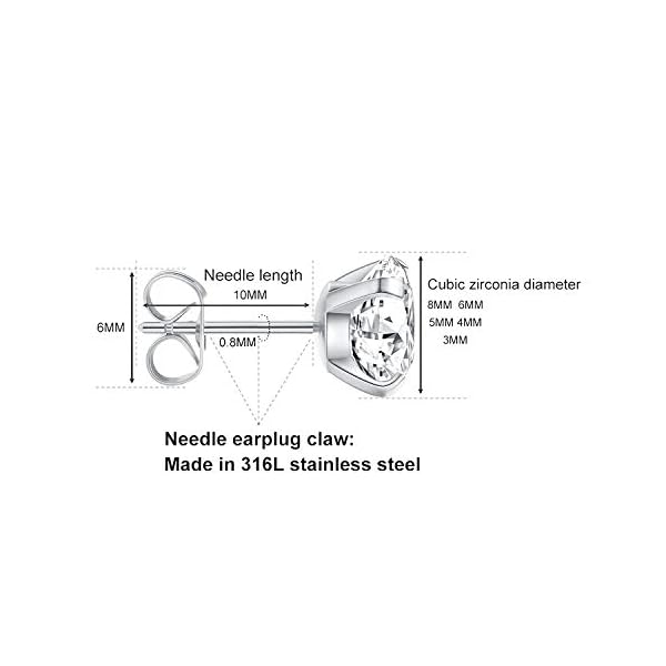 5-Pairs-Stud-Earrings-Set-Hypoallergenic-Cubic-Zirconia-316L-Earrings-Stainless-Steel-CZ-Earrings-3-8mm-Rose-Gold- 5 Pairs Stud Earrings Set, Hypoallergenic Cubic Zirconia 316L Earrings Stainless Steel CZ Earrings 3-8mm (Steel color)