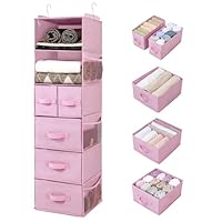 GRANNY SAYS 6 Shelves Hanging Wardrobe Storage Organiser, Pack of 1 Hanging Clothes Storage Organiser with Drawers and Side Pockets