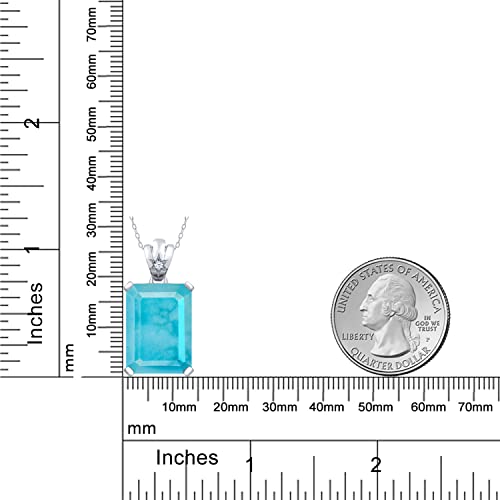 Gem Stone King Gemstone Birthstone Pendant Necklace in 925 Sterling Silver | Emerald Cut 18X13MM Center Stone & Round 1.8MM Accent | Fine Jewelry Gifts for Her Mom Women Wife | Includes 18 Inch Chain3