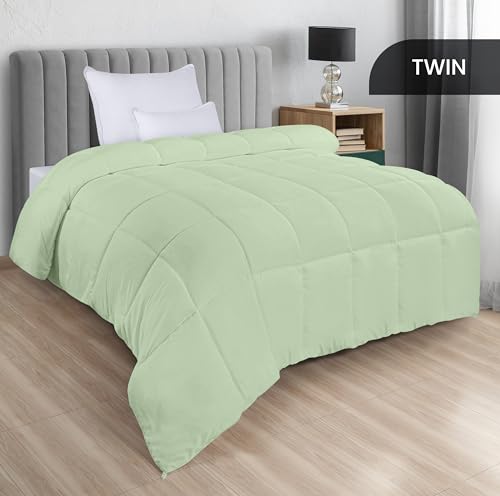 Utopia Bedding Comforters Twin Size, All Season Duvet Insert, Down Alternative Box Stitched Bed Comforter with Corner Tabs, Machine Washable (Sage Green)