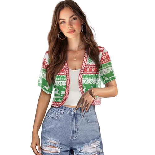 Image of Women's Shrug Short Sleeve Bolero Open Front Knit Party Tulle Cardigan Cropped Cardigan Shoulder Cover Up