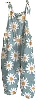 Jumpsuits For Women Casual Loose Summer Rompers Boho Floral Rompers Wide Leg Bib Overall with Pockets Womens Pants - Buy now