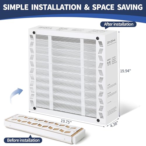 BETTFILTER 20x20x4 AC Furnace Air Filter Compatible with Honeywell FC100A1011, MERV 11 HAVC Filter Replacement, Actual Size:19.94"x19.75"x4.38", Pack of 2 by BETTFILTER - Used condition - Image 2