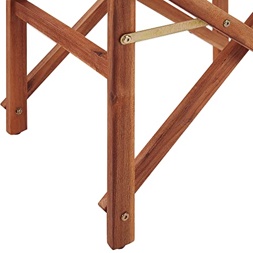 Beliani Set Di 2 Sedie Da Regista In Legno Scuro Di Acacia E Bianco Sporco Pieghevoli - 9